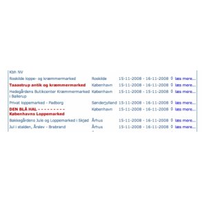 Kontaktoplysninger, krmmeroplysninger og fremhvelse p markedskalenderen.dk